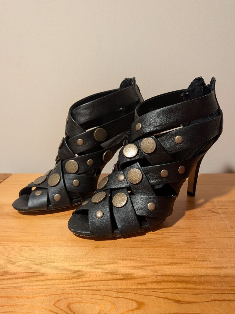 Bershka women's brown caged gladiator heels Size EU 38